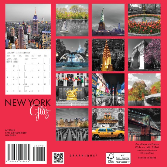 New York Glitz 16個月 2025月曆